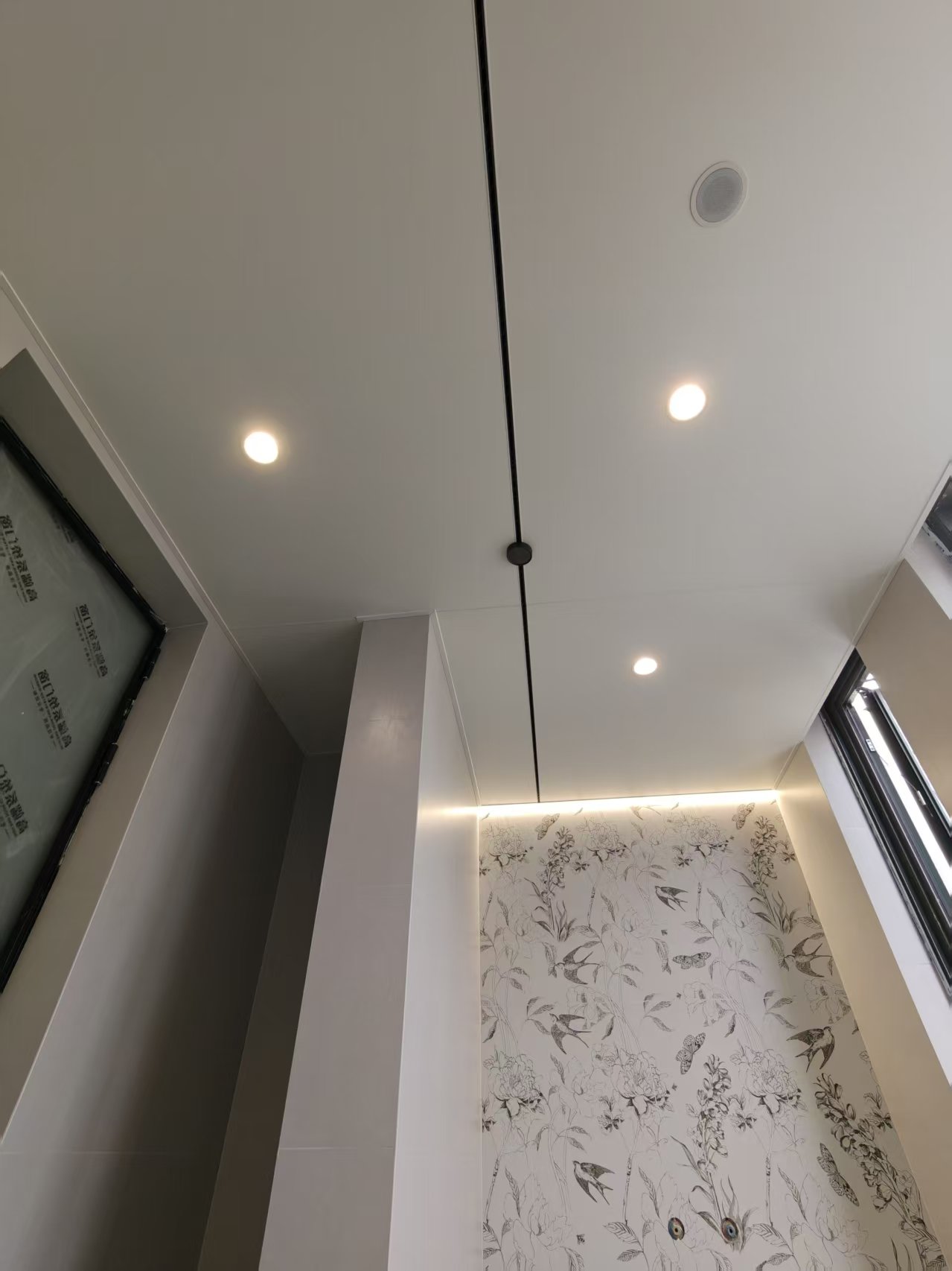 Z-08 装在卫生间顶面，配花鸟壁纸与吸顶音响